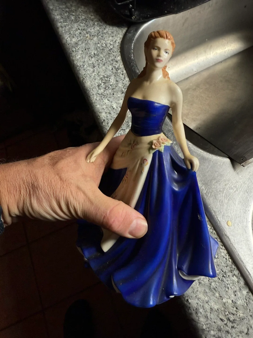 Collectible Porcelain Figurine in Blue Dress image indicator(3)