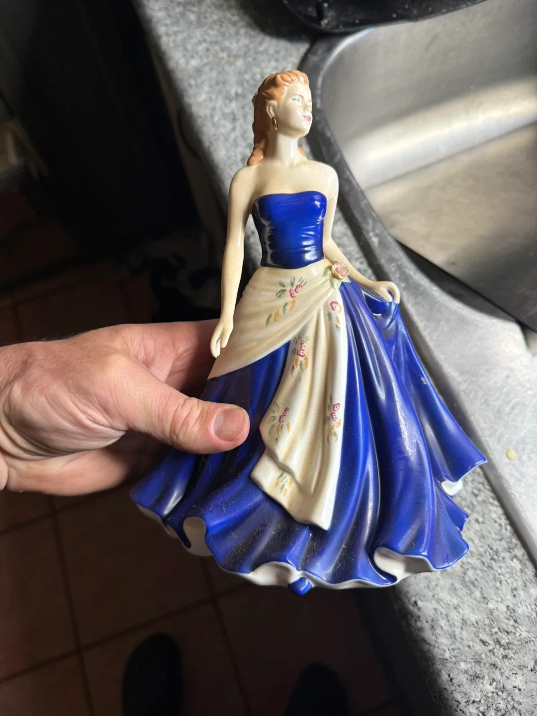 Collectible Porcelain Figurine in Blue Dress image indicator(2)