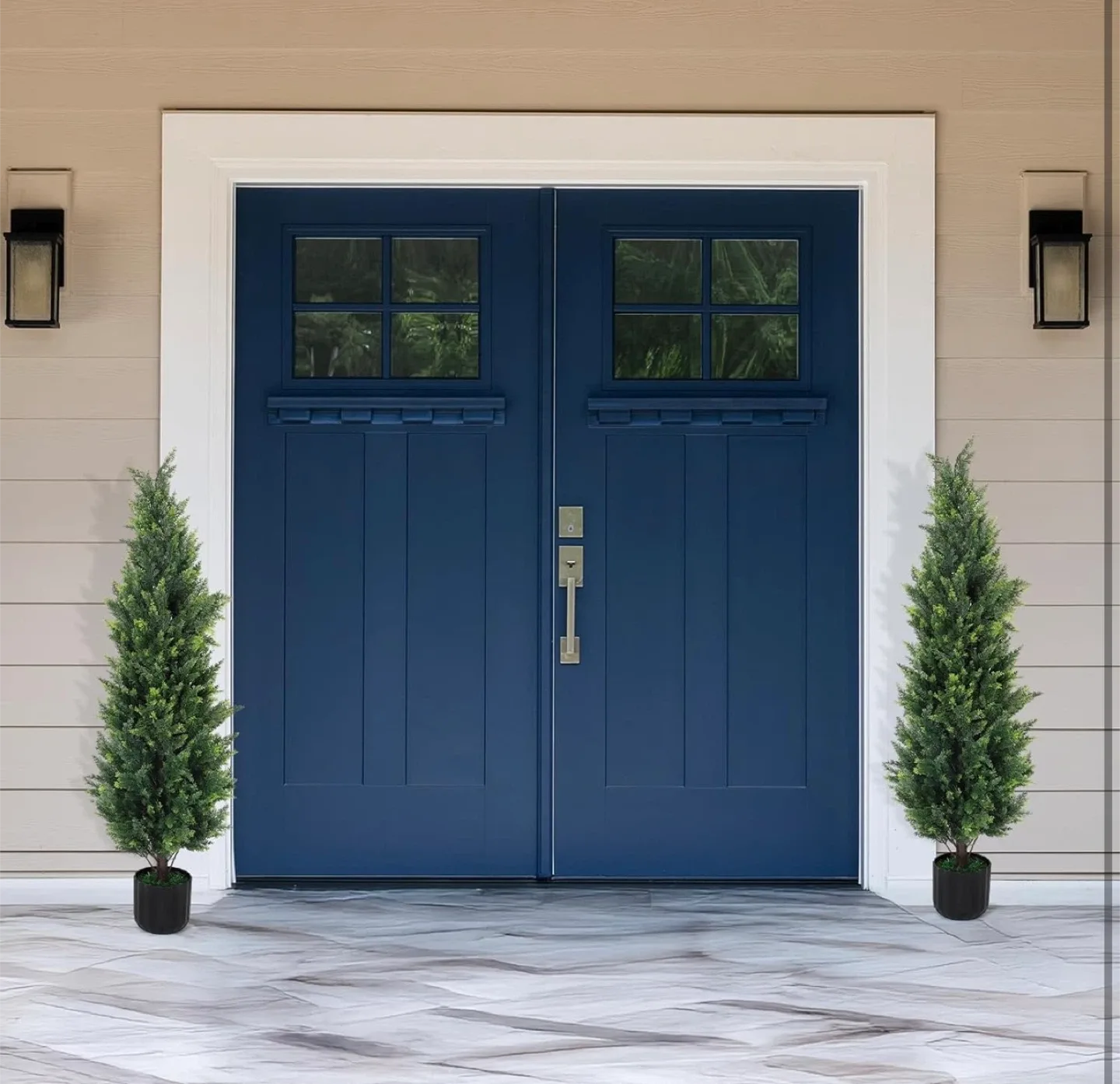 4ft Artificial Cedar Tree set 2