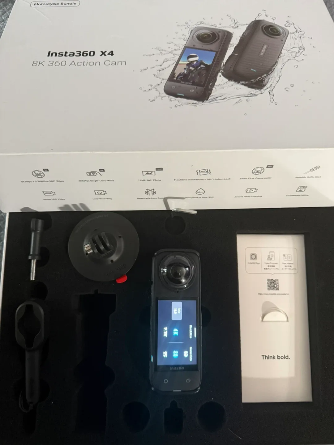 Insta360 X4 8K 360 Action Cam - Motorcycle Bundle