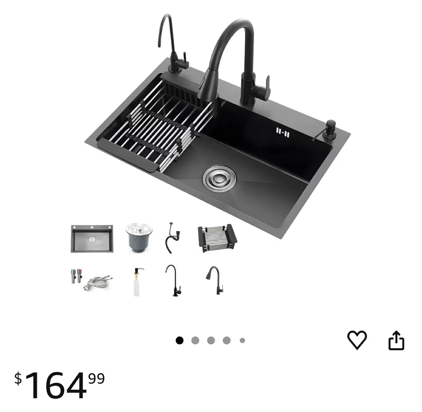 Black Kitchen Sink with Pull Out Faucet