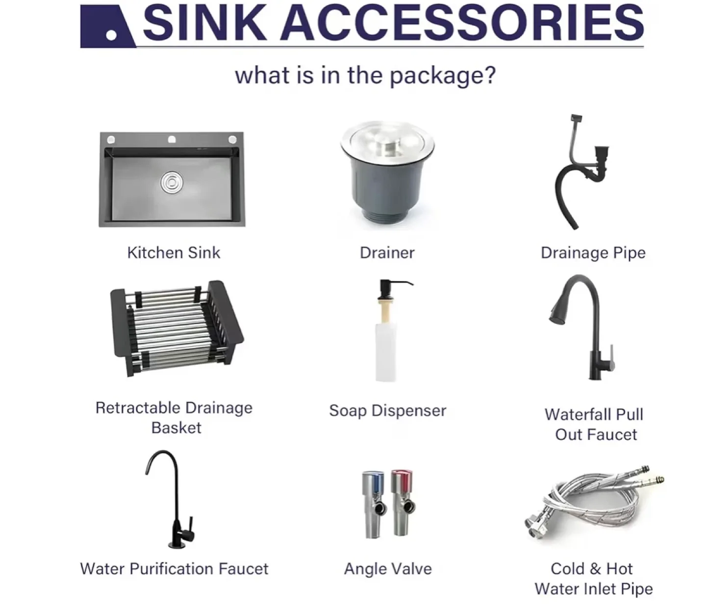 Black Kitchen Sink with Pull Out Faucet image indicator(6)