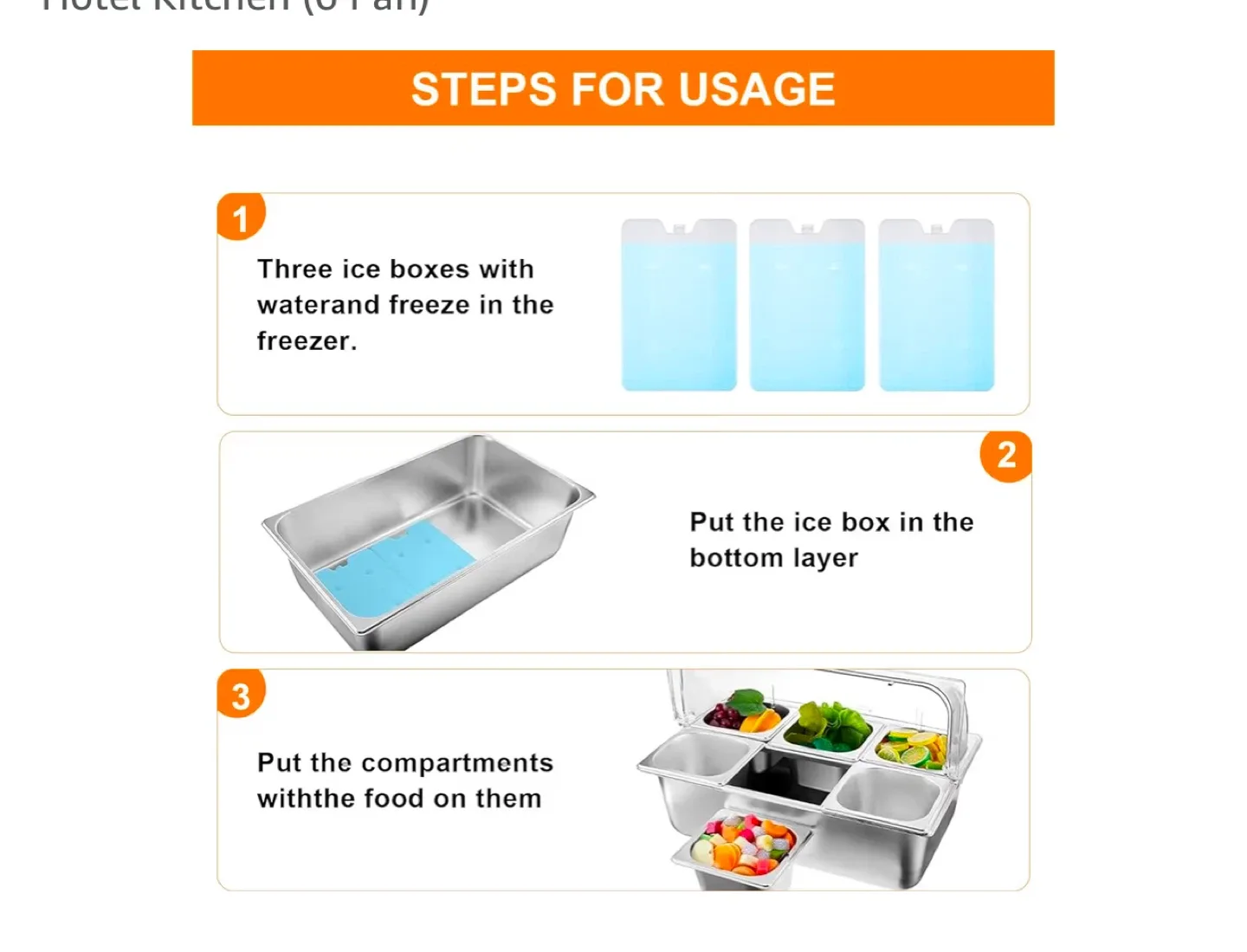Hotel Kitchen 6 Pan Food Serving Tray image indicator(5)