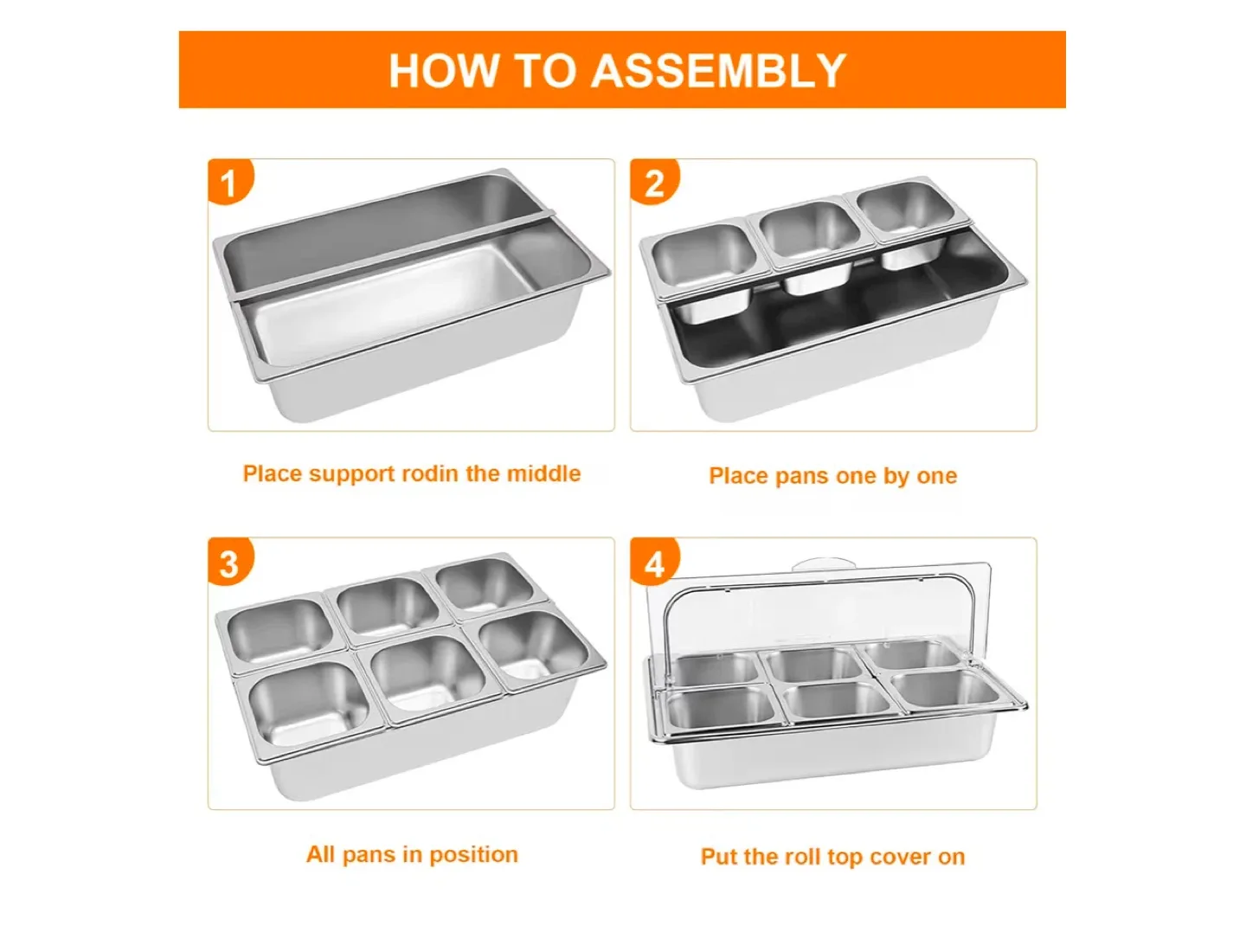Hotel Kitchen 6 Pan Food Serving Tray image indicator(6)