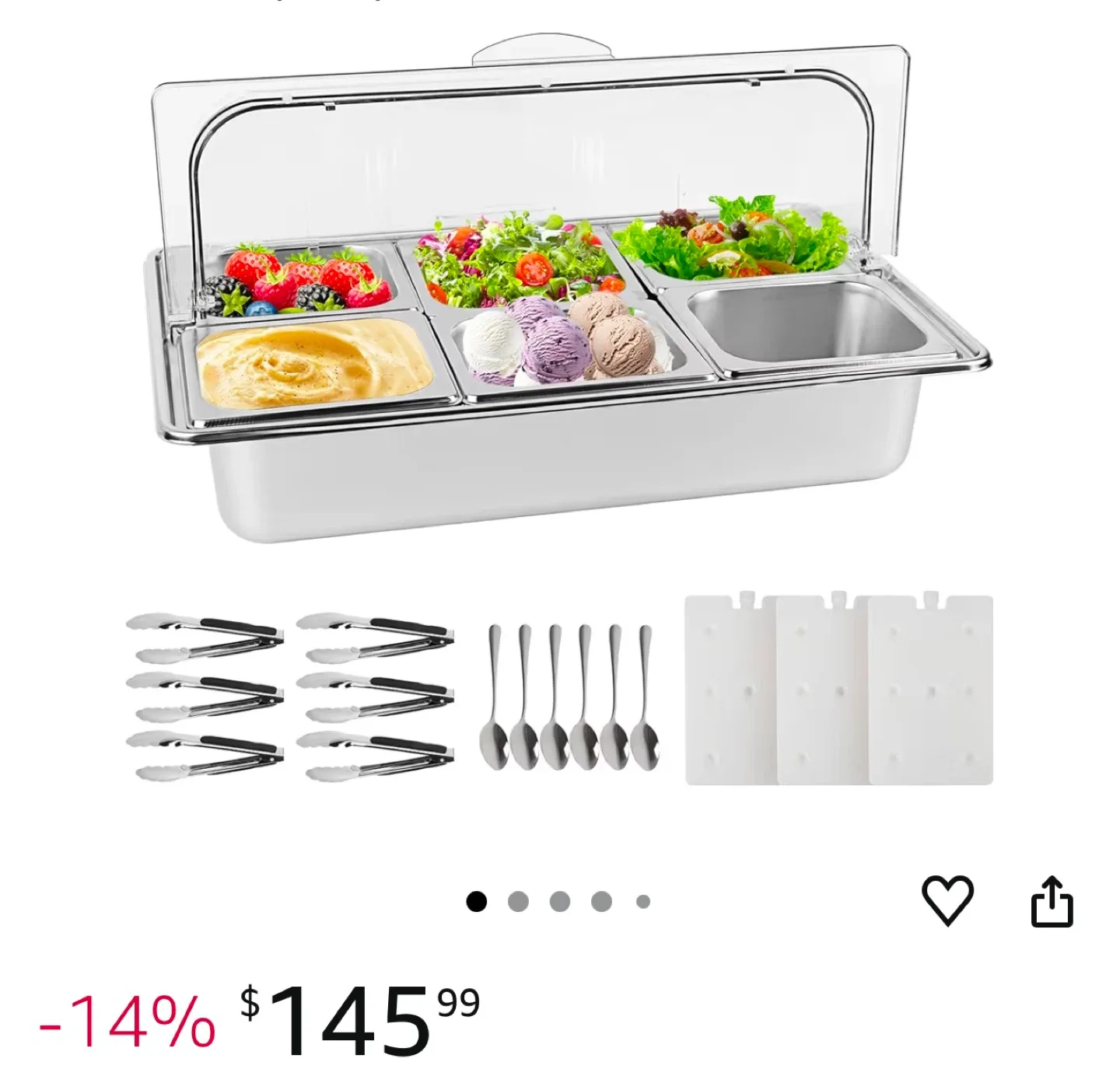 Hotel Kitchen 6 Pan Food Serving Tray image indicator(3)
