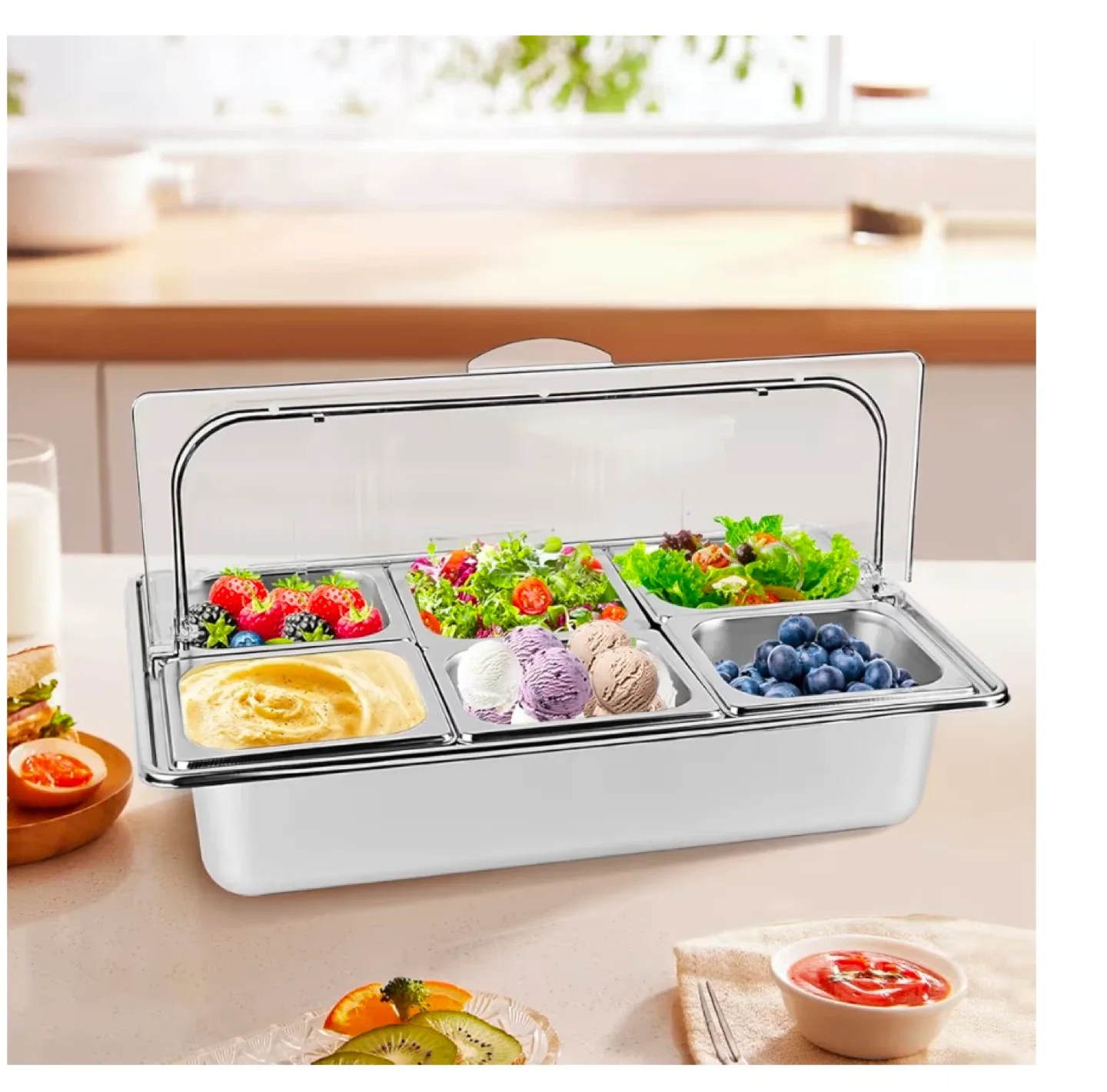 Hotel Kitchen 6 Pan Food Serving Tray image indicator(4)