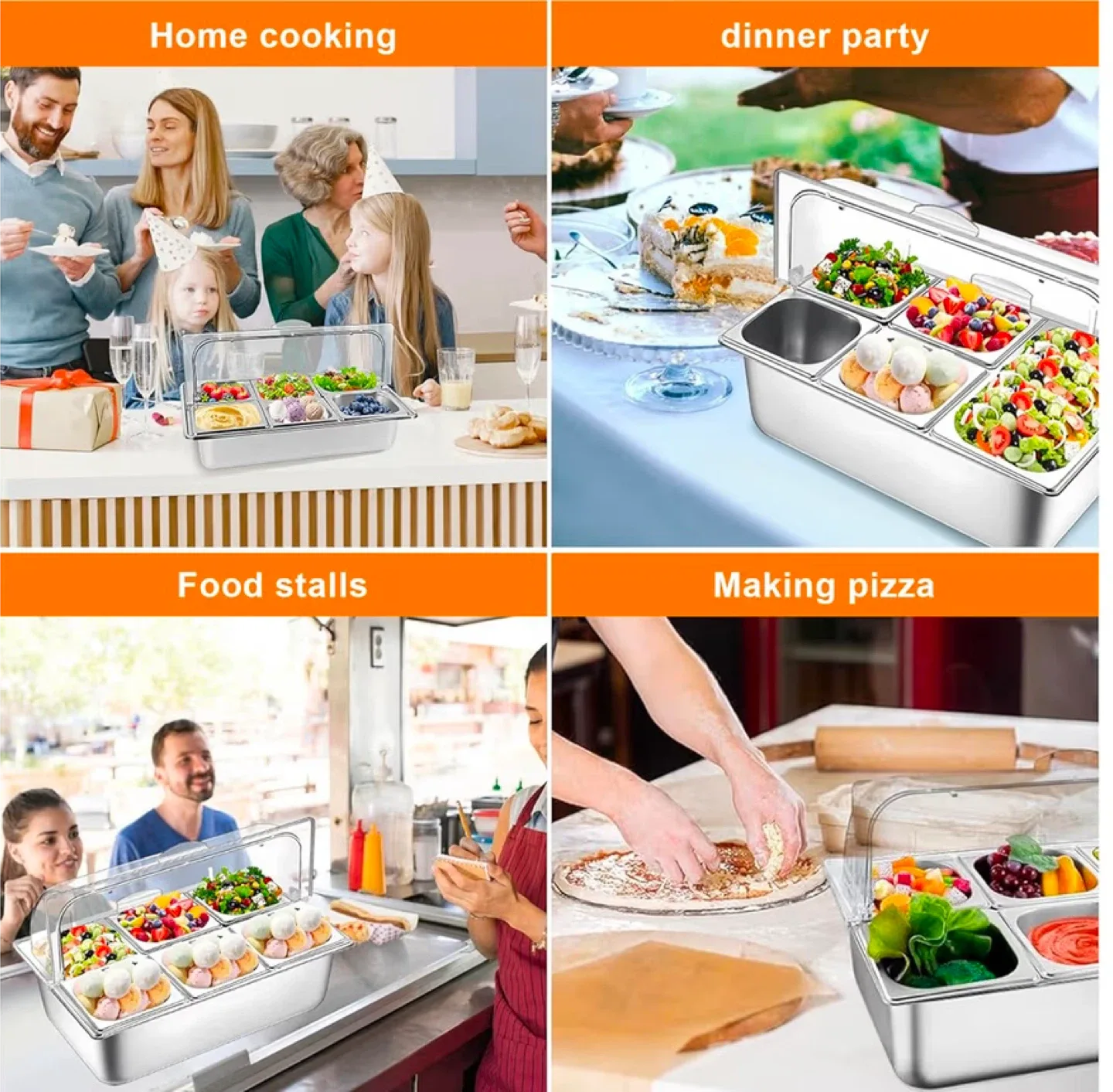 Hotel Kitchen 6 Pan Food Serving Tray image indicator(2)