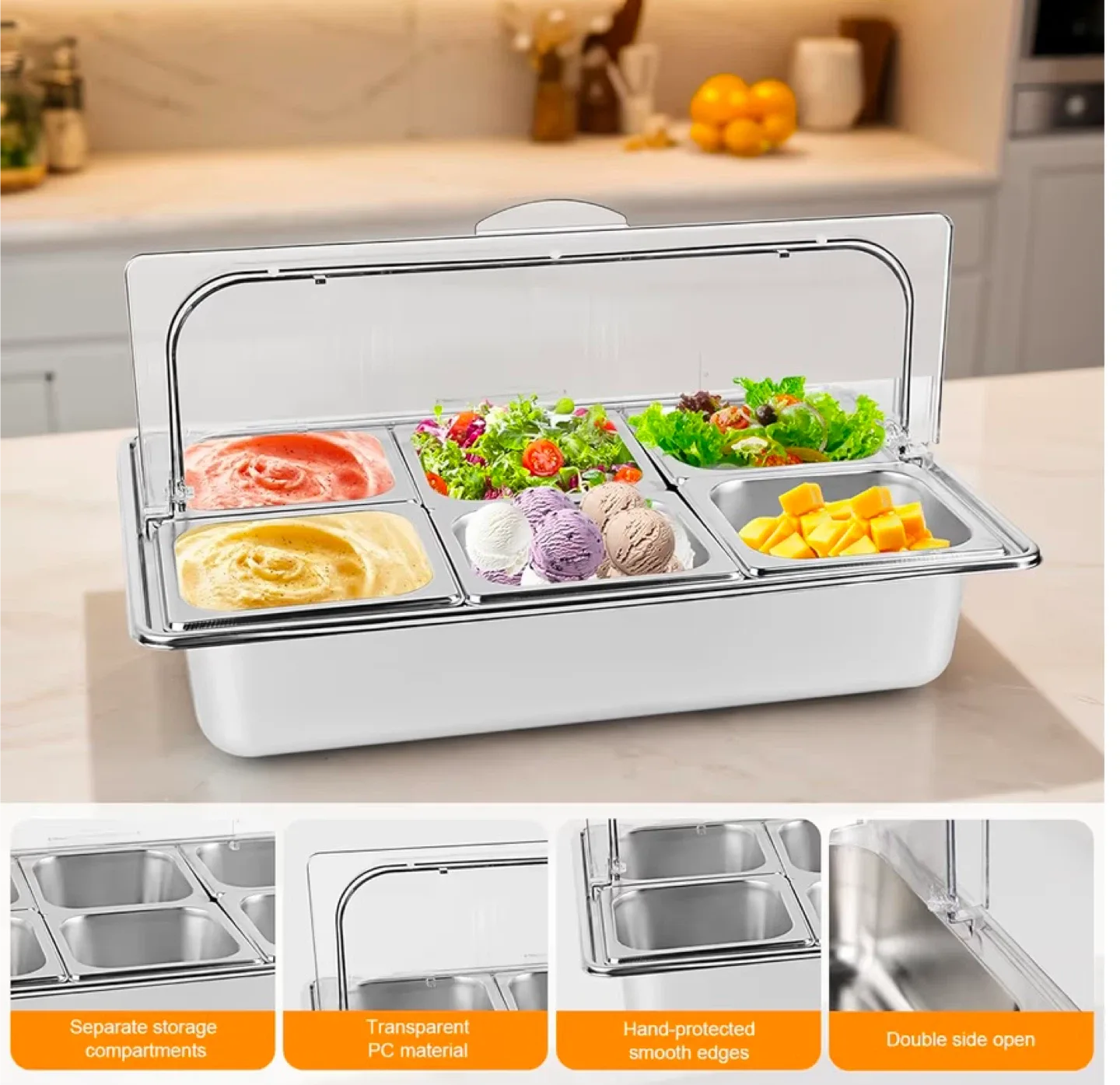 Hotel Kitchen 6 Pan Food Serving Tray