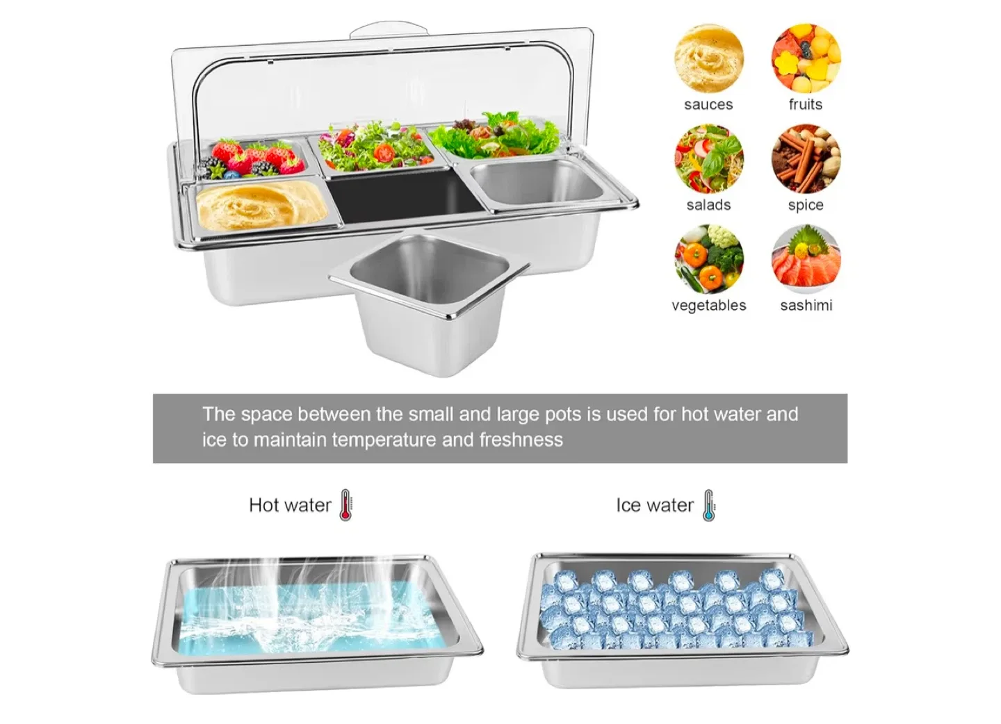 Hotel Kitchen 6 Pan Food Serving Tray image indicator(7)