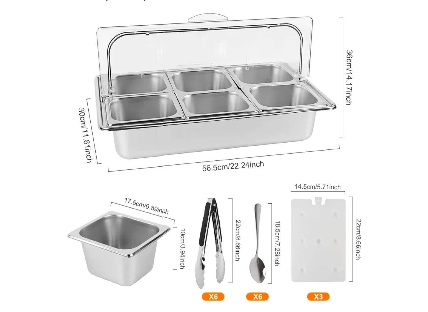 Hotel Kitchen 6 Pan Food Serving Tray image indicator(8)