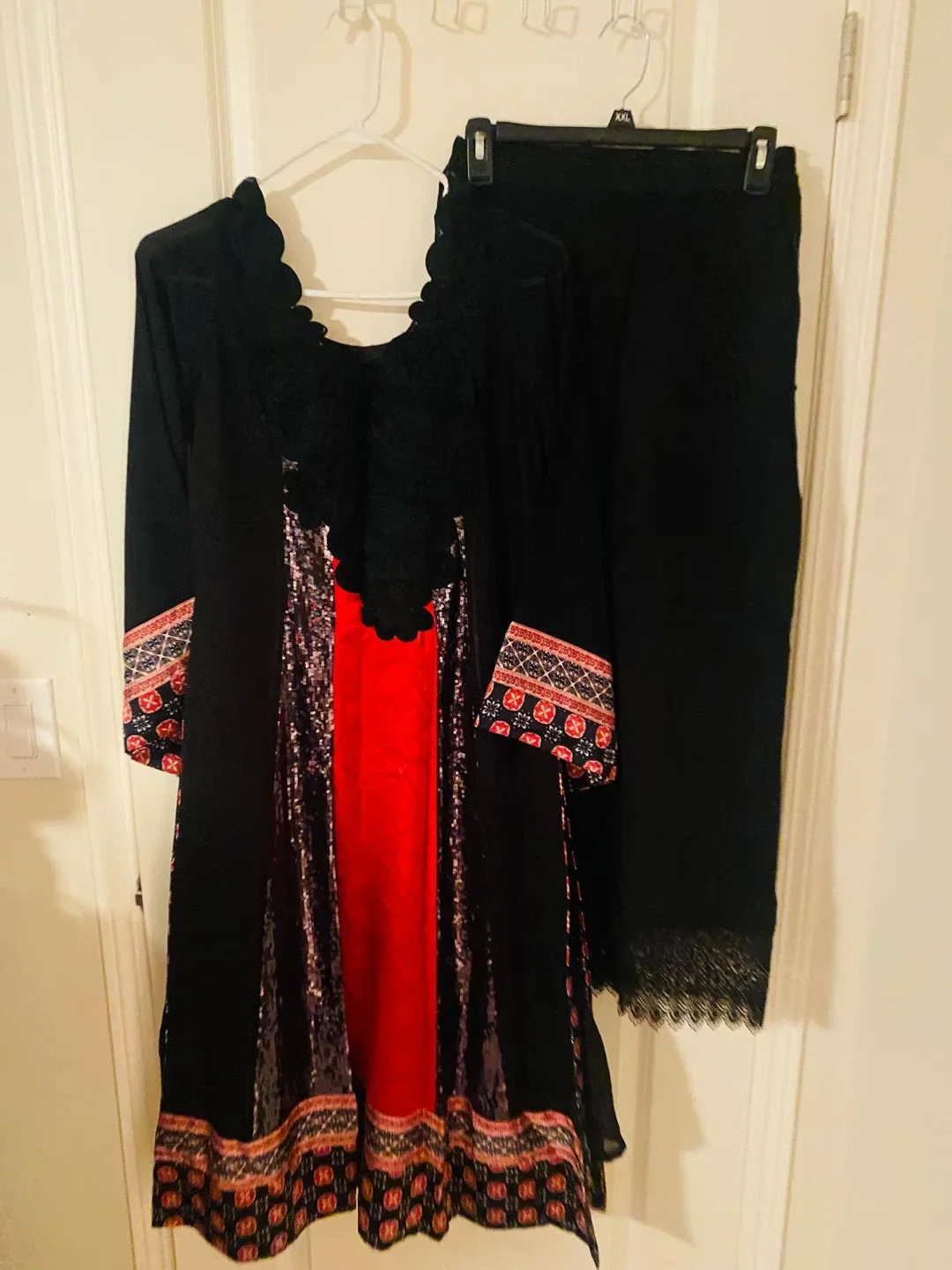 Black & Red Dress with Pants - Size XXL