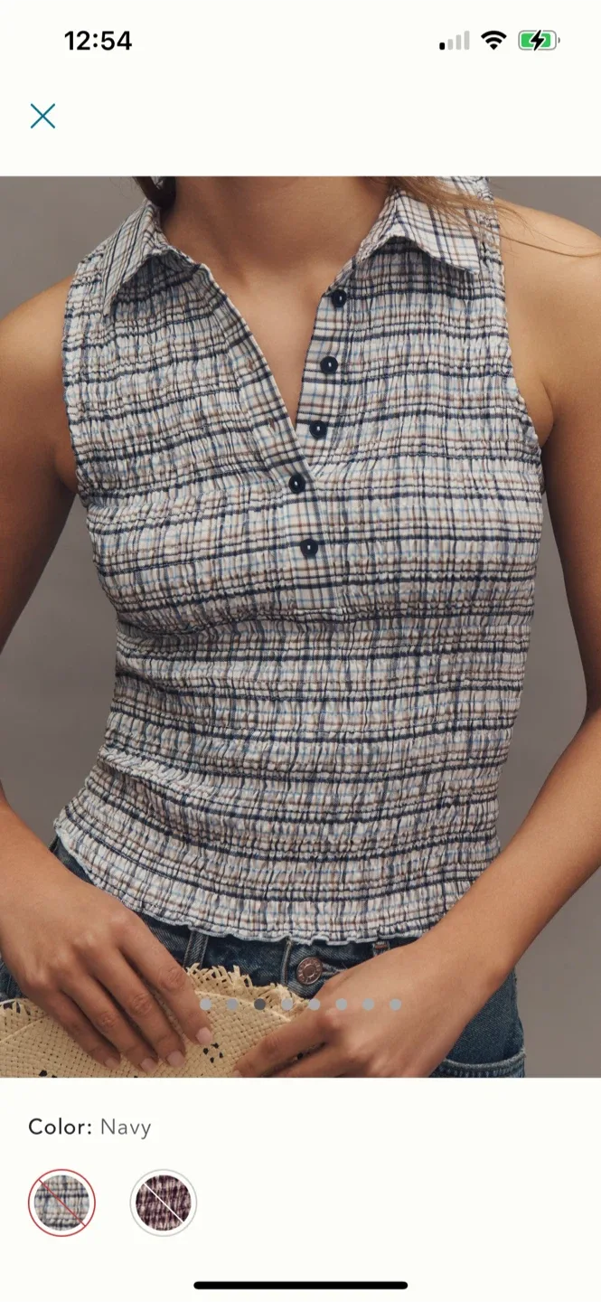 BNWT Anthropologie Pilcro Sleeveless Shirred Top S (fits xs) image indicator(3)