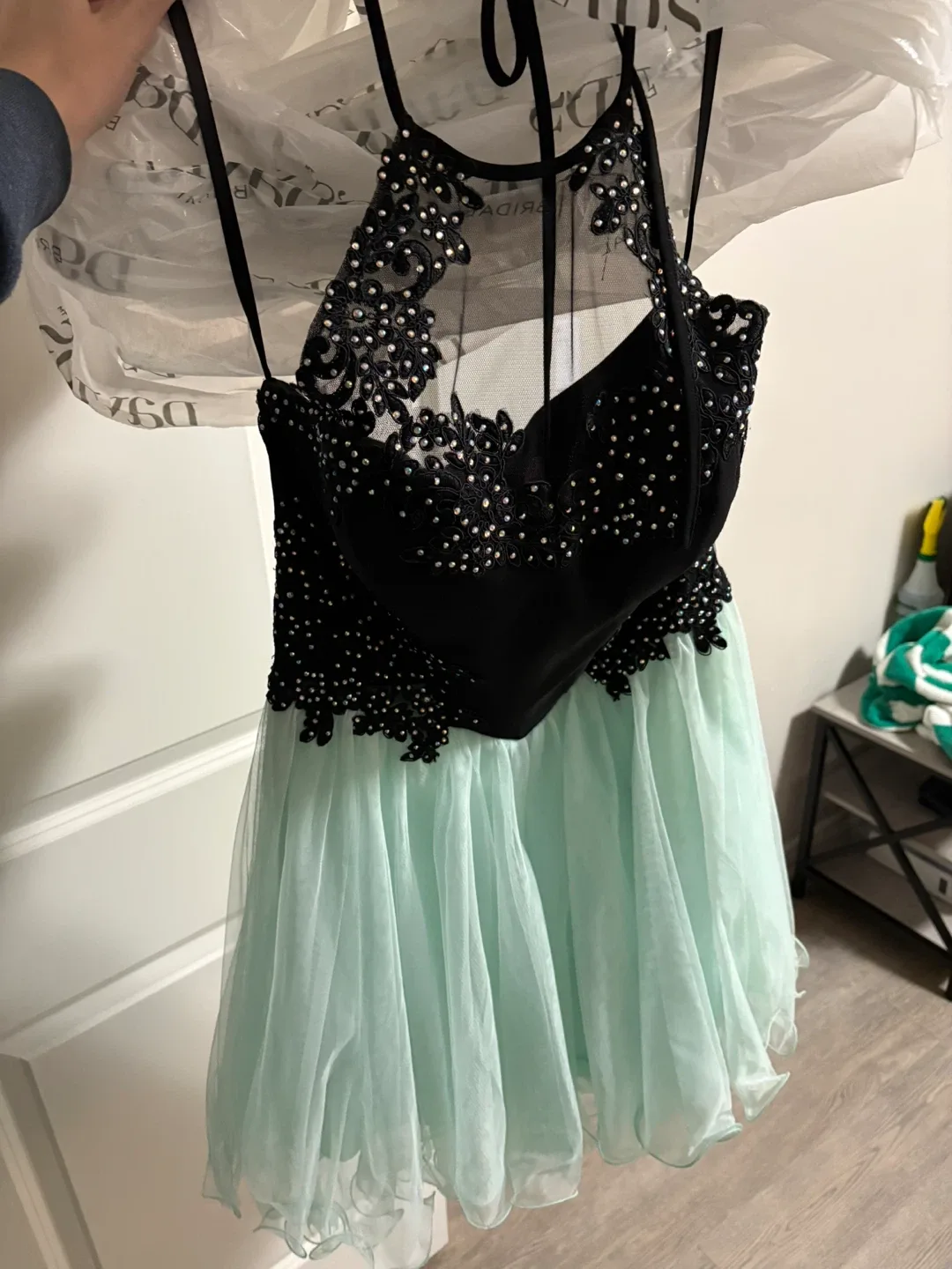 David's Bridal Dress - Black & Mint Size 9
