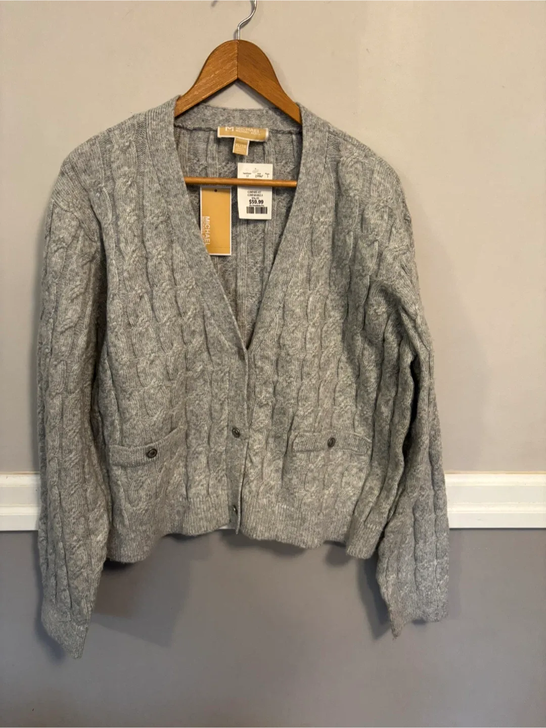 Michael Kors Grey Cable Knit Cardigan