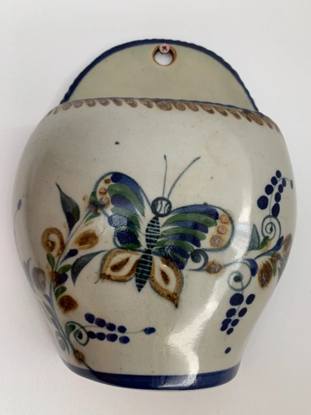 Hand-Painted Ceramic Wall Pocket Vase