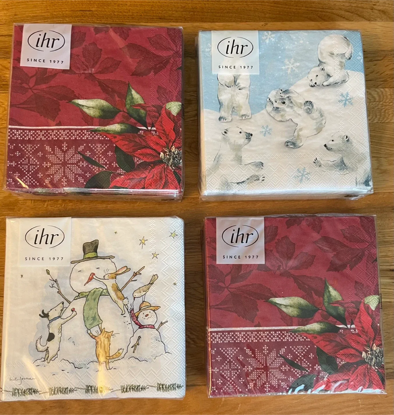 IHR Napkins - Winter/Christmas Designs bundle of 4 packages NEW