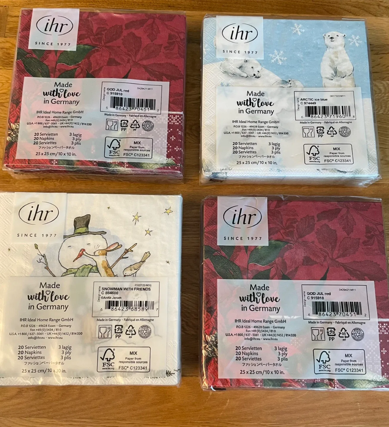 IHR Napkins - Winter/Christmas Designs bundle of 4 packages NEW image indicator(2)