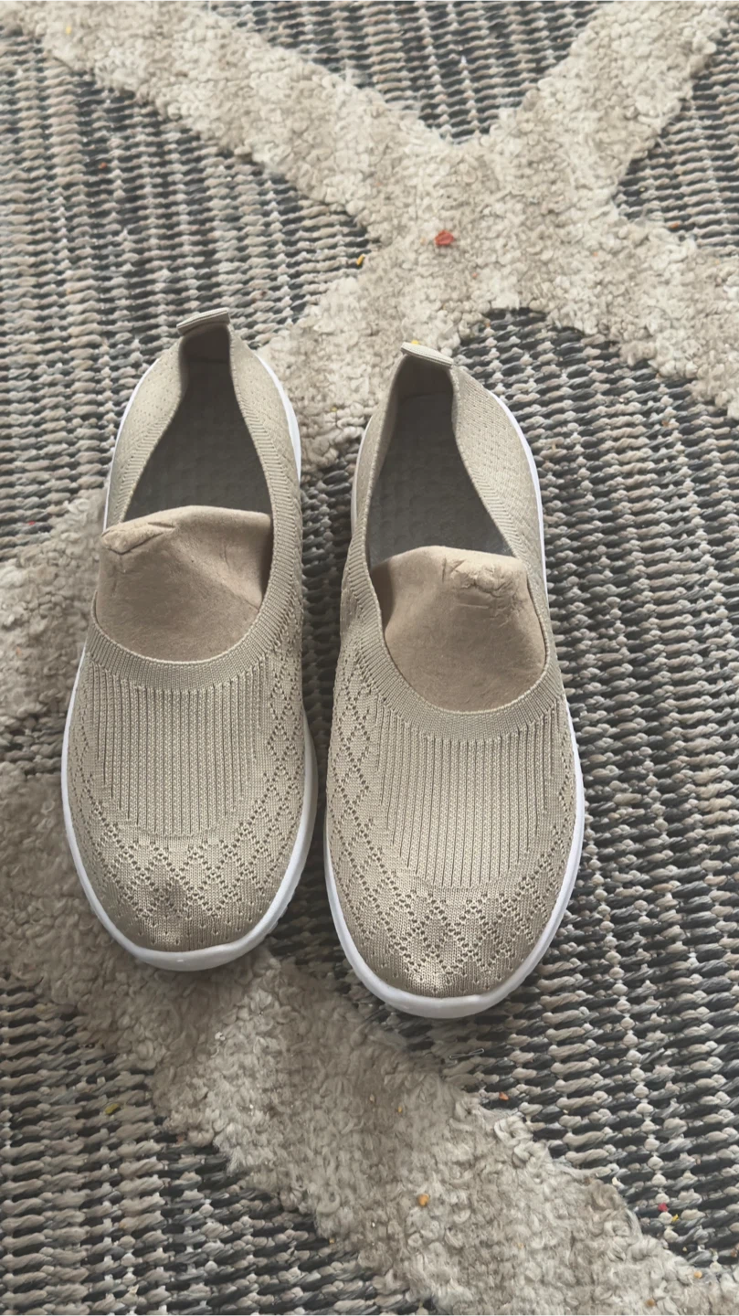 Beige Slip-on Shoes Size 9 Mesh Fabric - photo 2