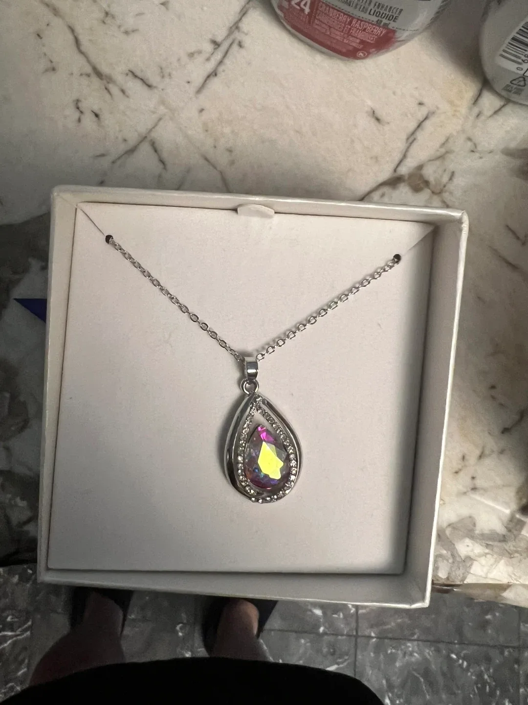 Silver Teardrop Pendant Necklace