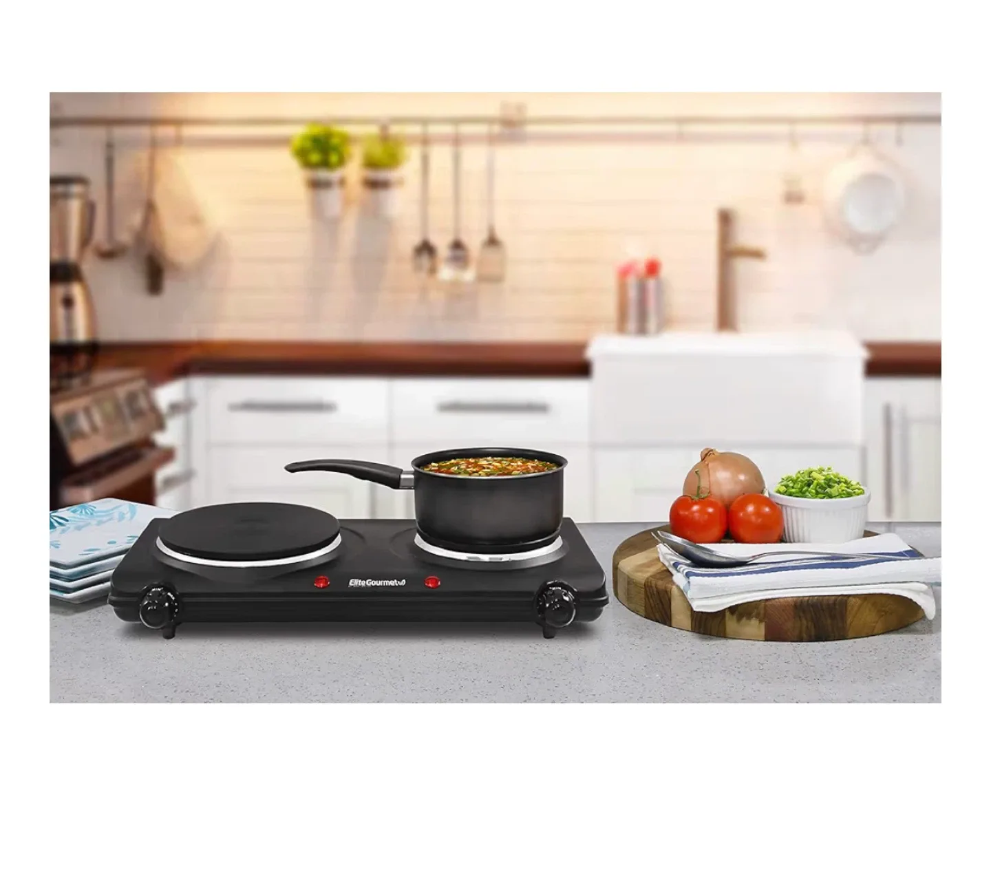 Elite Gourmet Double Burner - Black image indicator(2)