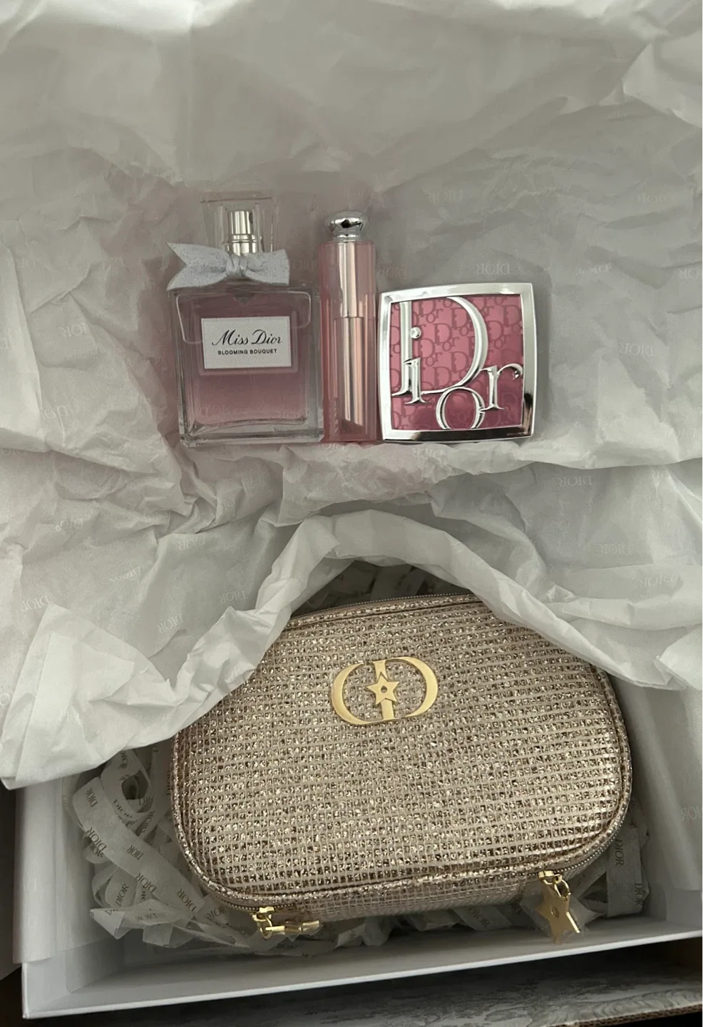 Dior (Holiday Makeup Set):EDT, Lip Balm, Blush, Pouch
