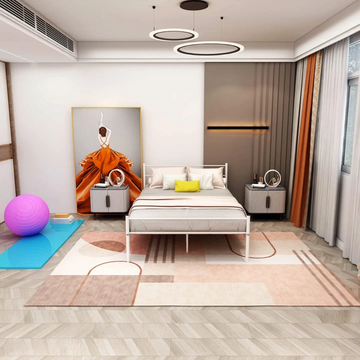 BOFENG Metal Bed Frame Full Size with Headboard image indicator(4)