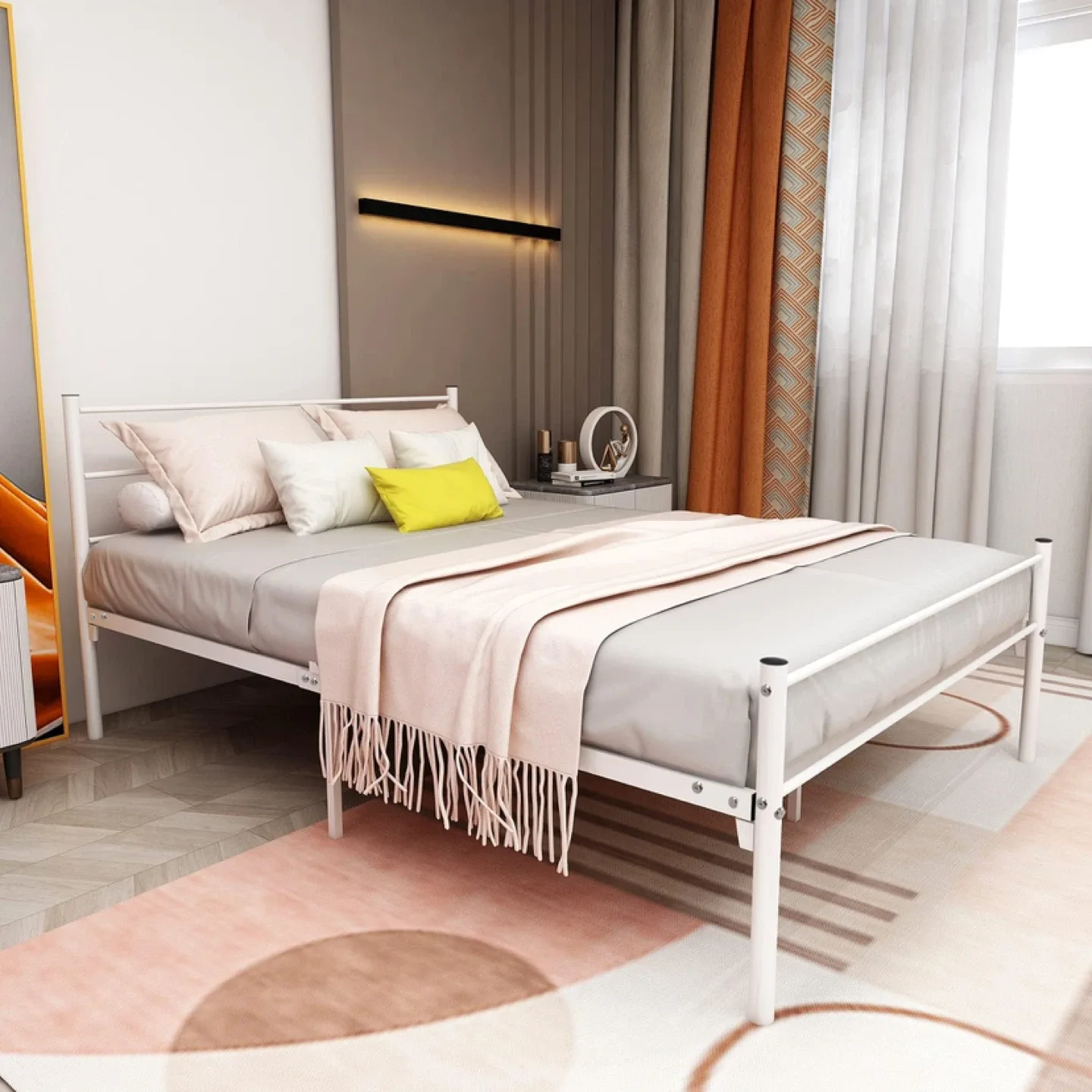 BOFENG Metal Bed Frame Full Size with Headboard image indicator(3)