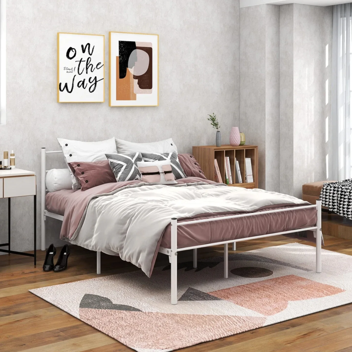 BOFENG Metal Bed Frame Full Size with Headboard image indicator(6)