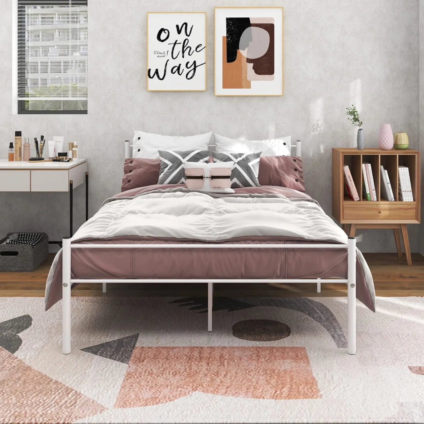 BOFENG Metal Bed Frame Full Size with Headboard image indicator(5)