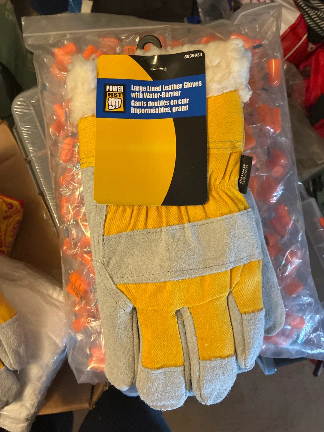 Power Fist Large Lined Leather Gloves - New