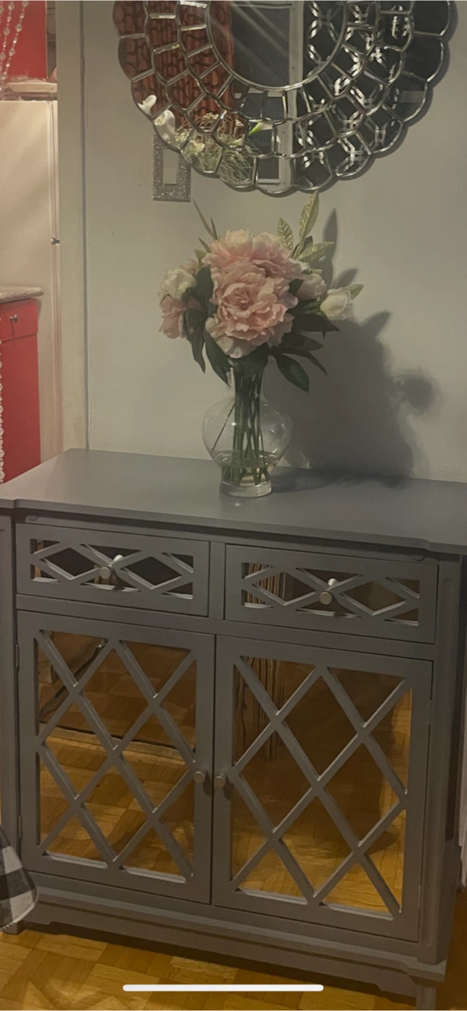 Grey Cabinet with Lattice Doors - photo 3