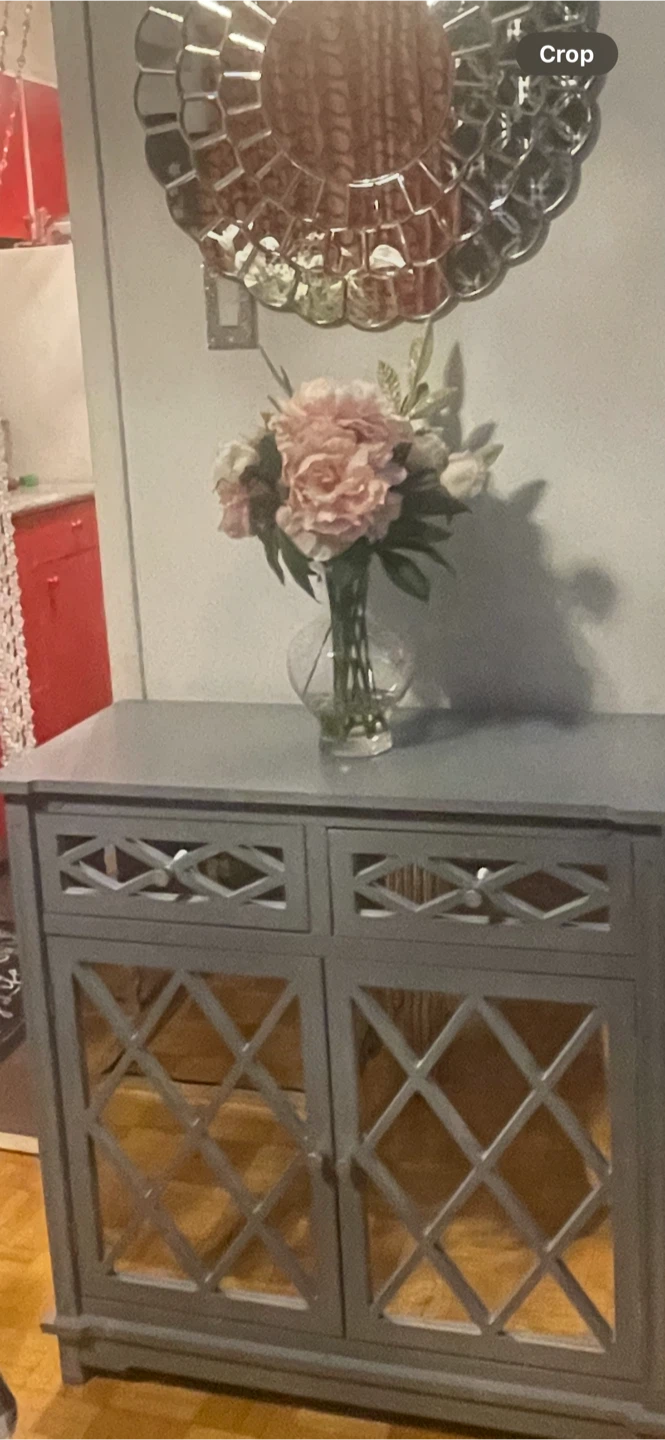 Grey Cabinet with Lattice Doors - photo 2