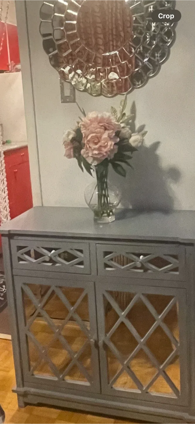 Grey Cabinet with Lattice Doors image indicator(2)