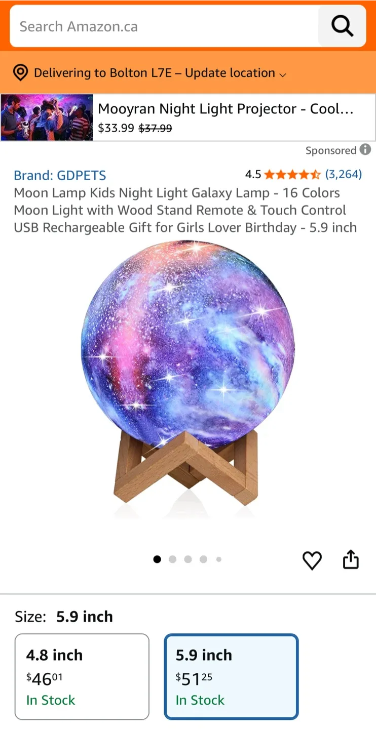 Moon Lamp Kids Night Light Galaxy Lamp - 5.9 inch image indicator(4)