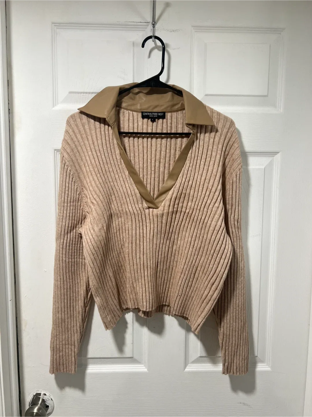 Central Park West Ribbed Knit Top Size L