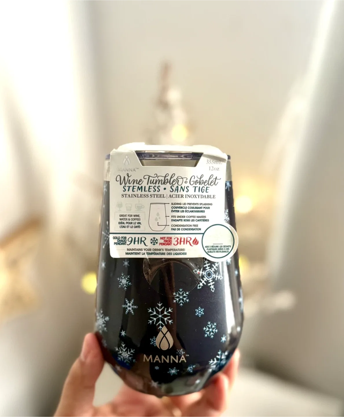 Manna snowflake Wine Tumbler (12 oz) new