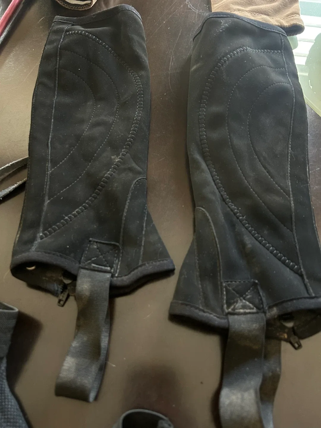 Black Riding Gloves & Half Chaps Set