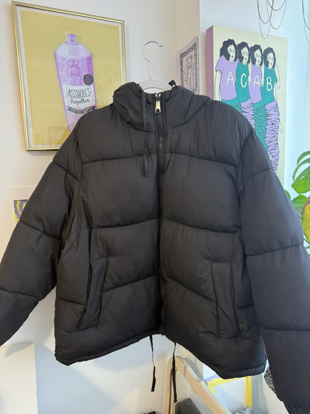 H&M Black Puffer Jacket - Size XL