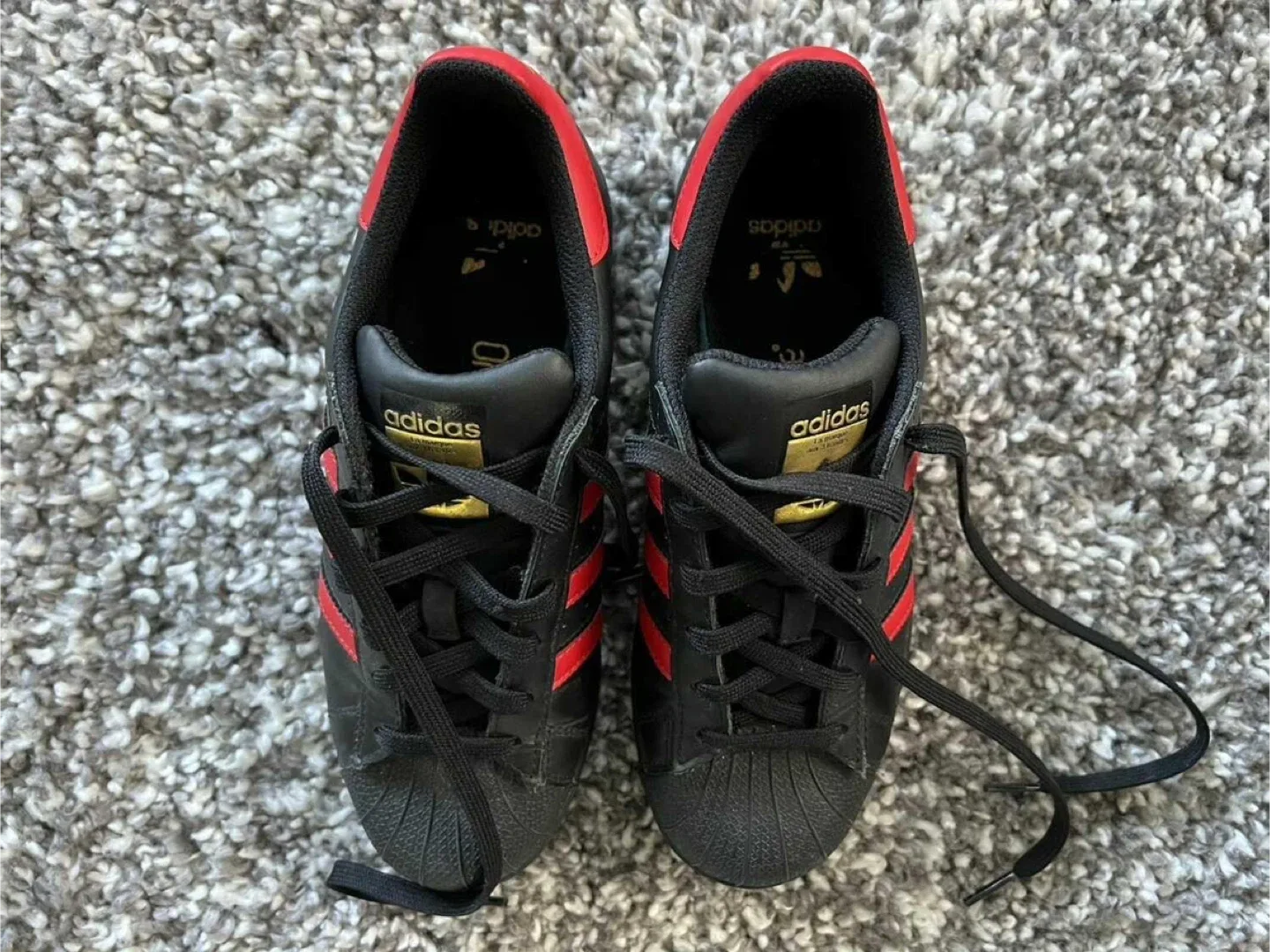 New! Adidas Superstar Black/Red Sneakers Size 5 (Kids image indicator(2)