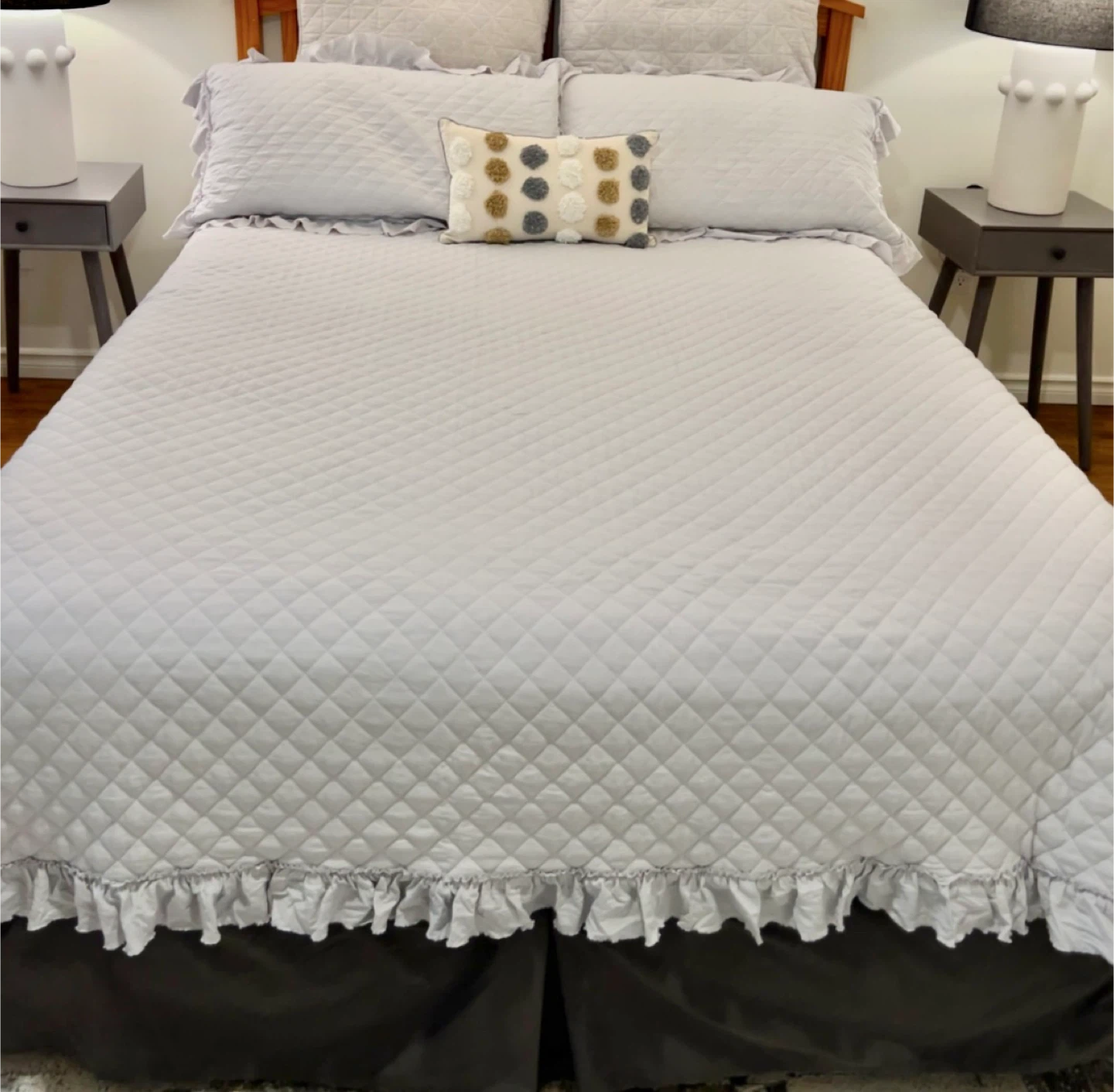 Quilted Bedspread - Light Grey - photo 3
