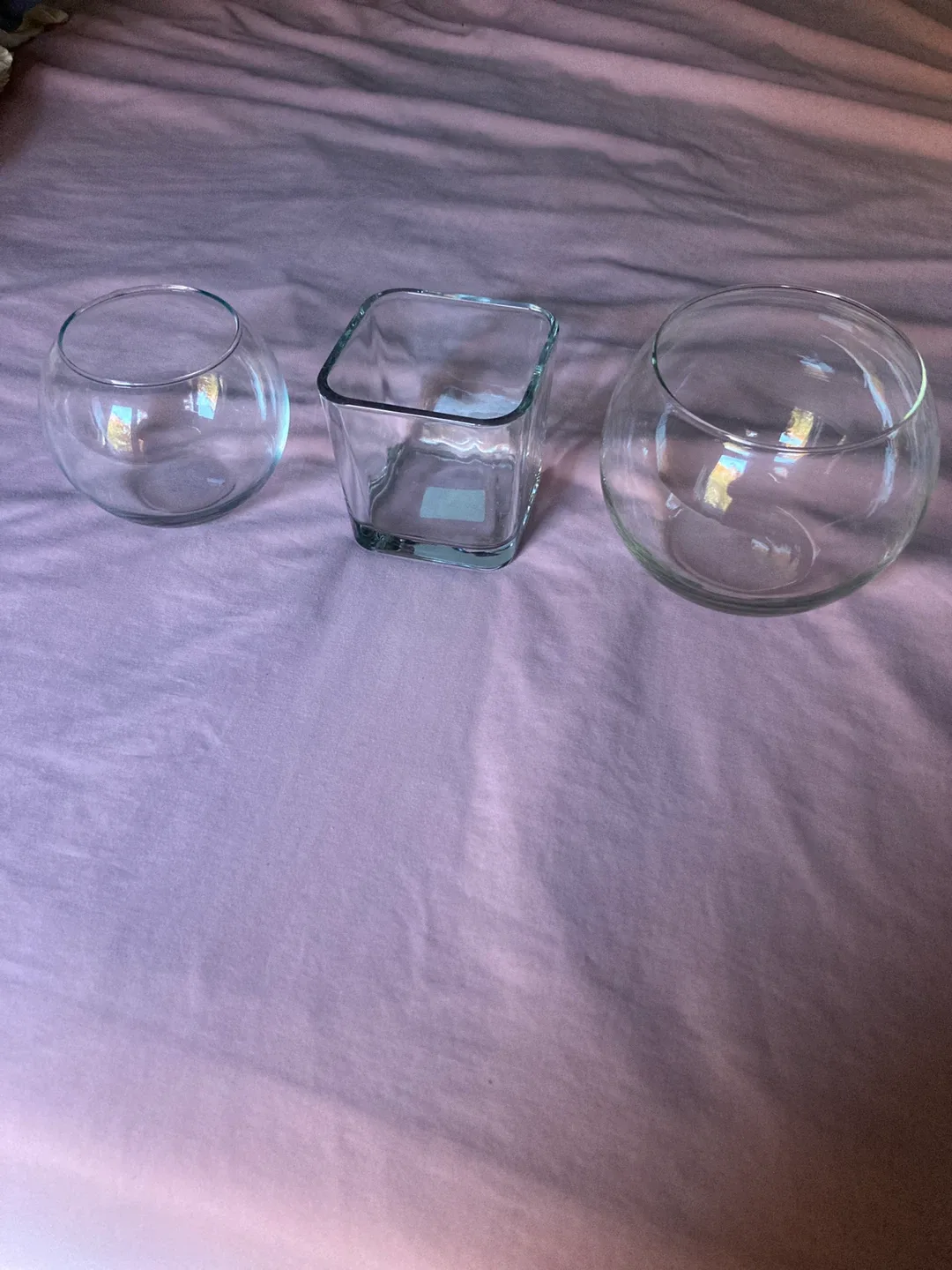 Three Assorted Glass Vases