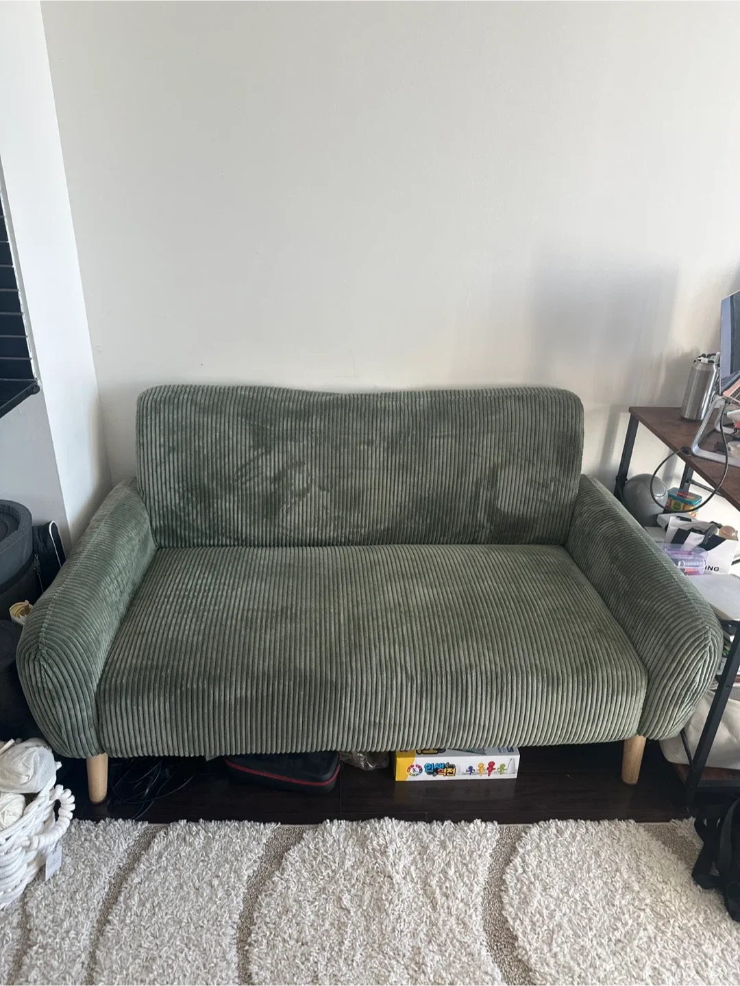 Green Corduroy Loveseat Sofa