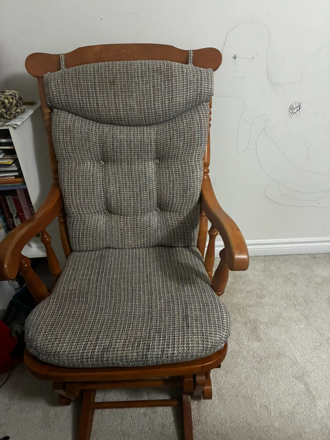 Wooden Rocking Chair with Padded Seat