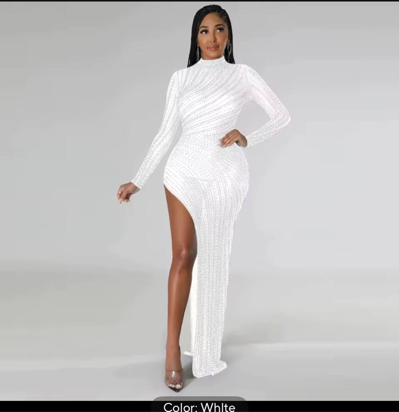 Black Rhinestone Long Sleeve Maxi Dresses Brand New on Sale Now image indicator(2)