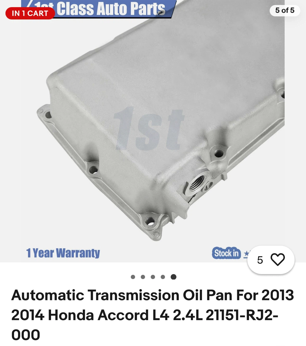 Honda Accord 2013-2014 Automatic Transmission Oil Pan