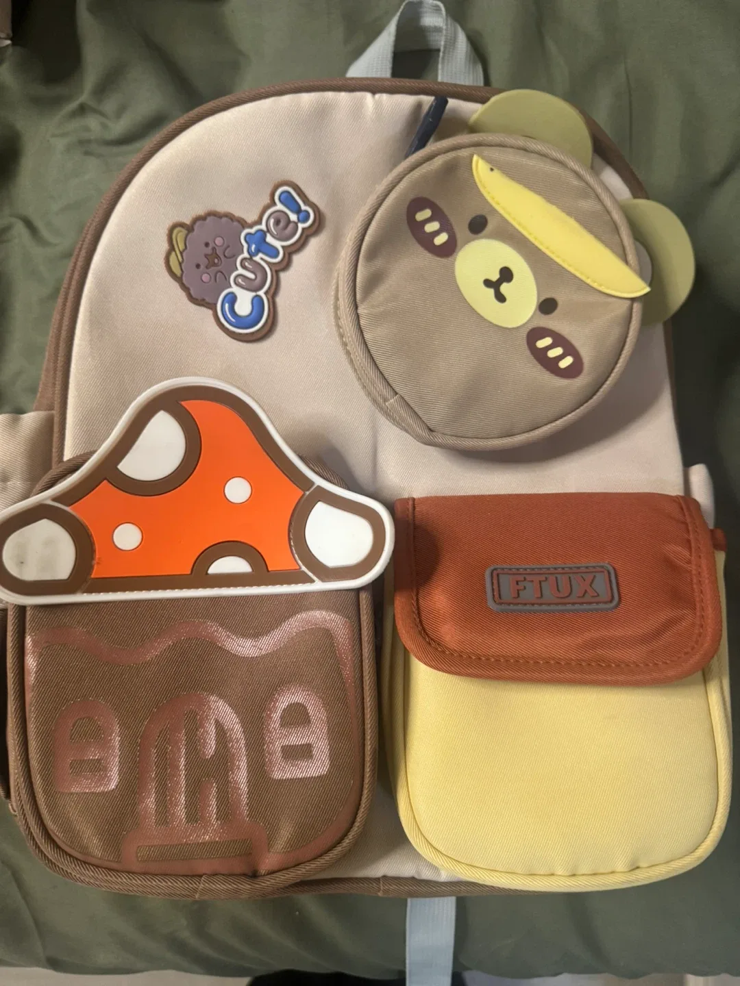 Cute Kids Backpack with Mushroom & Bear Design image indicator(7)