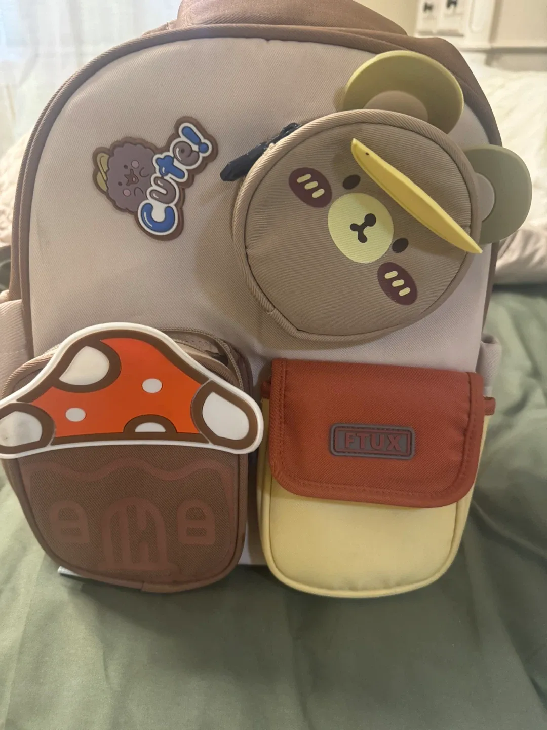 Cute Kids Backpack with Mushroom & Bear Design image indicator(9)