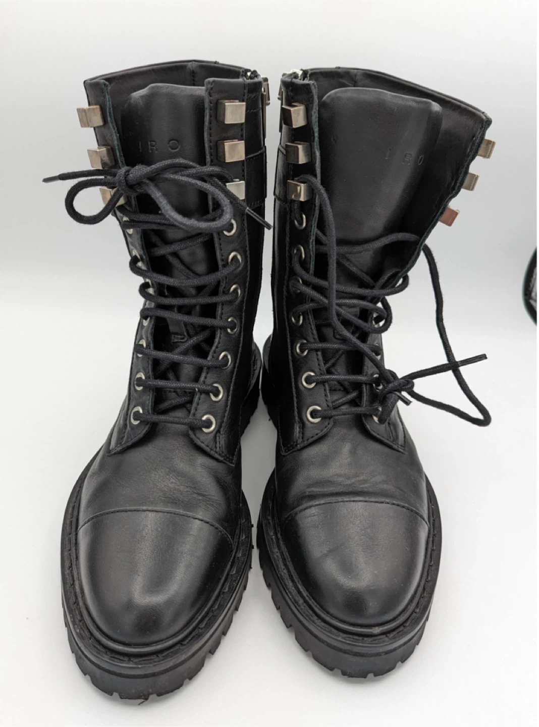 IRO Jaudie black leather combat boots size EU 38 - photo 3