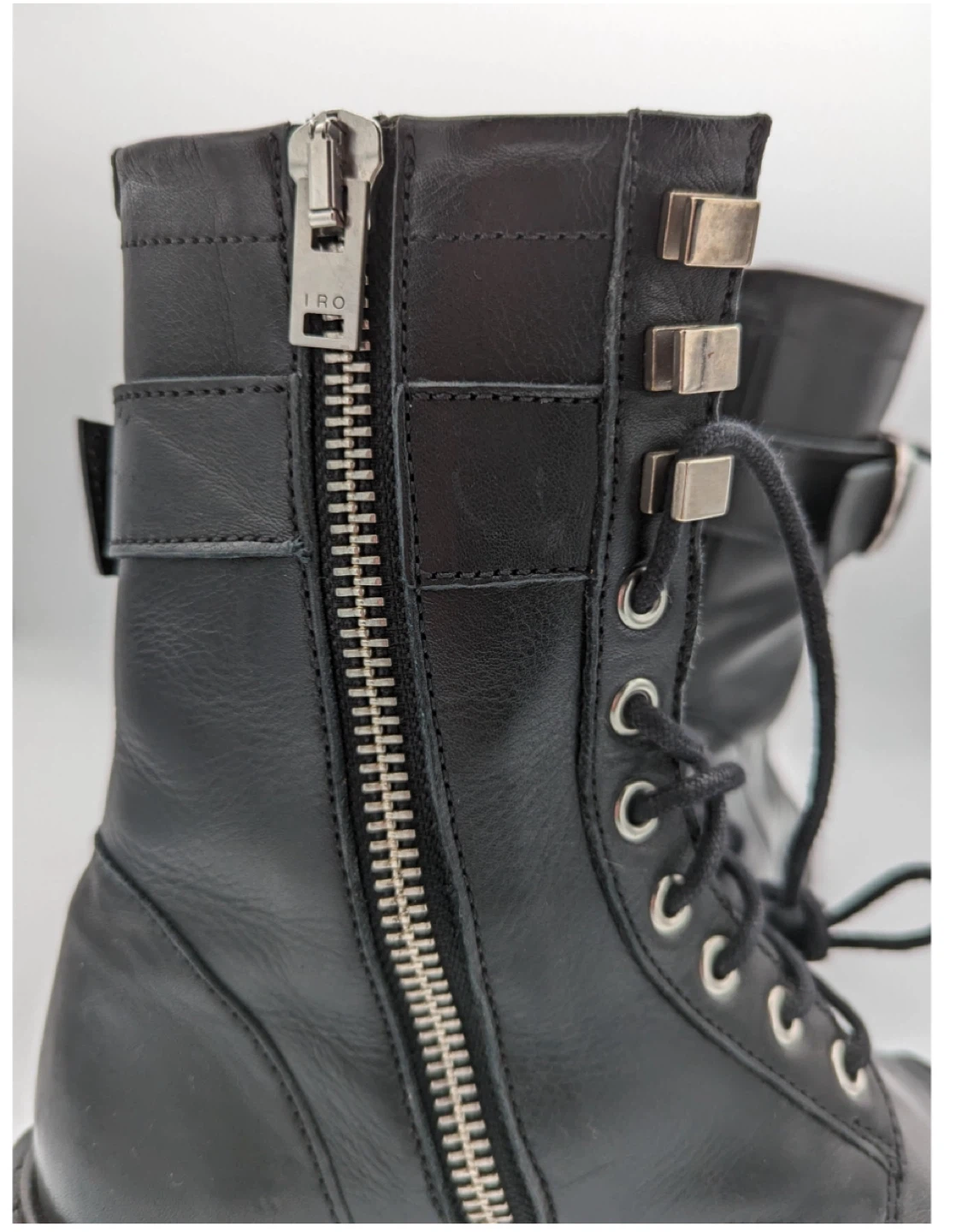 IRO Jaudie black leather combat boots size EU 38 - photo 5