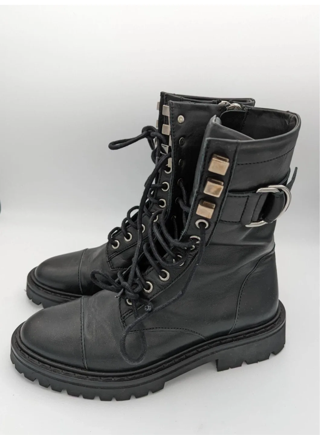 IRO Jaudie black leather combat boots size EU 38